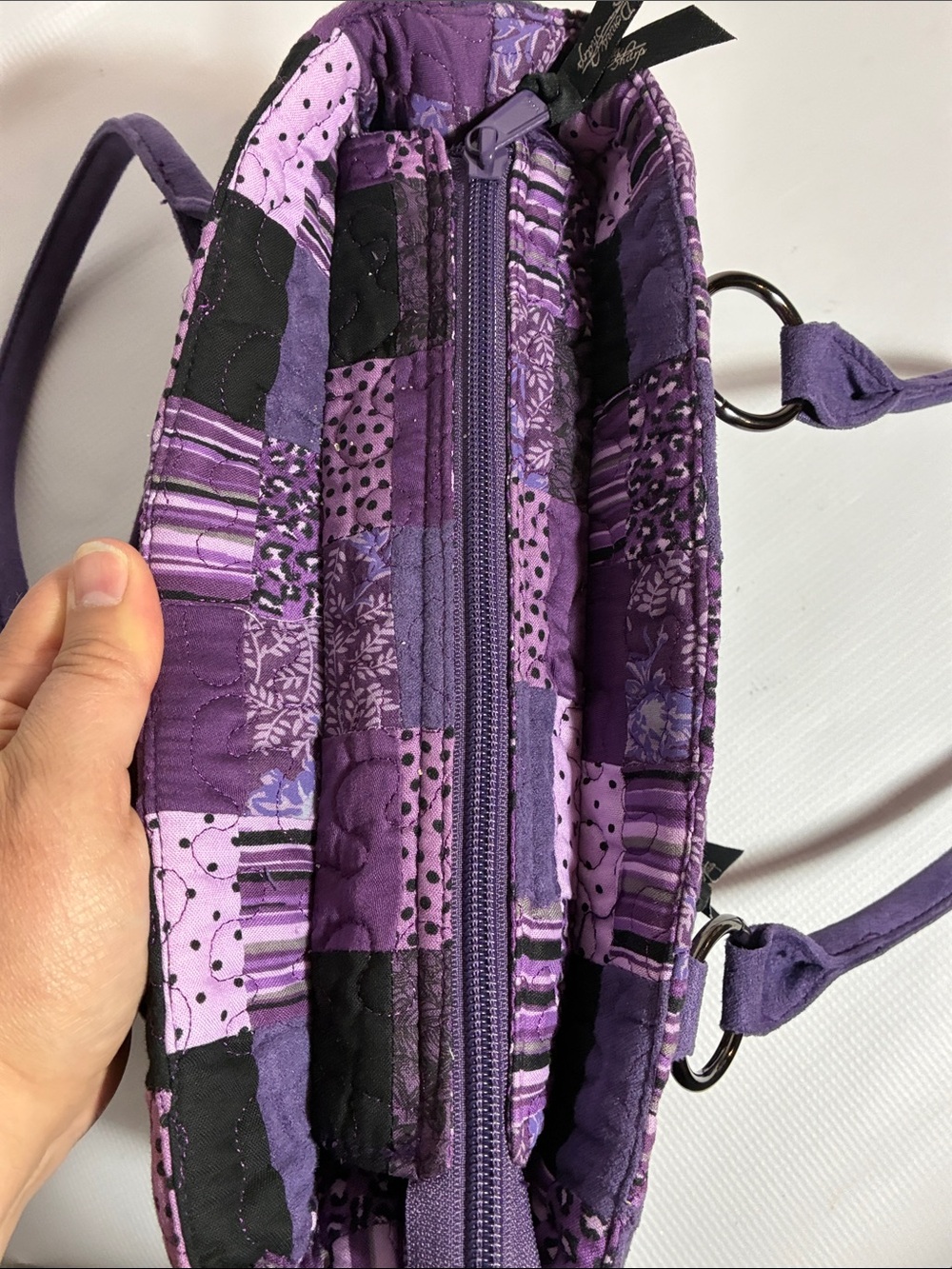 Donna Sharp Patchwork Purple Shoulder Bag with Tassel Detail - Picture 3 of 5